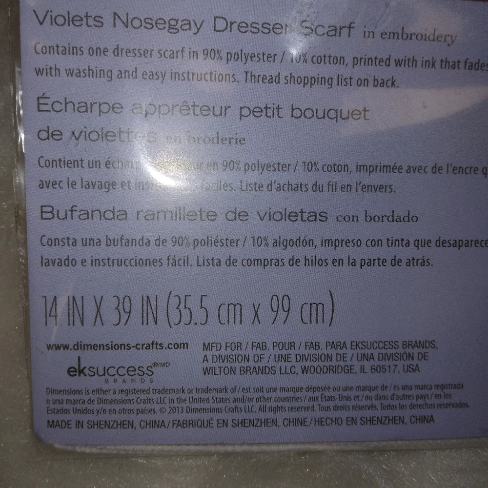 Dimensions Violets Nosegay Dresser Scarf in embroidery kit 73366